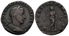 Roman Imperial Gordian III. Sestertius. 243-244 AD. Rome. (Spink-8740). (Ric-337a). Rev.: SECVRITAS PERPETVA / SC. Securitas standing facing, head left, holding sceptre and leaning upon column to righ