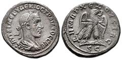 Roman Imperial Trajan Decius. Seleucis and Pieria. Tetradrachm. 249-250 AD. Antioch. (Prieur-579). (McAlee-1125b). Anv.: ΑΥΤ Κ Γ ΜЄ ΚΥ ΤΡΑΙΑΝΟϹ ΔЄΚΙΟϹ ϹЄΒ, Laureate, draped and cuirassed bust to right