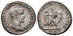 Roman Imperial Trebonianus Gallus. Seleucis and Pieria. Tetradrachm. 251 AD. Antioch. (Prieur-65). (McAlee-1172a). Anv.: AVTOK K Γ OVIB TPЄB ΓAΛΛOC CЄB, Laureate, draped and cuirassed bust to right, •