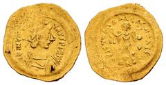 Byzantine Empire Justinian I. Tremissis. 527-565 AD. Constantinople. (MIBE-19). (Doc-19). (Sear-145). Anv.: D N IVSTINIANVS P P AVI, diademed, draped and cuirassed bust to right. Rev.: VICTORIA AVGVST