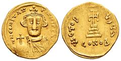 Byzantine Empire Constans II. Solidus. 651-654 AD. Constantinople. (Doc-1a). (Mib-3b). (Sear-938). Anv.: ∂ N CONSƮANƮINЧS P P AV, bust facing, wearing crown and chlamys, holding globus cruciger . Rev.