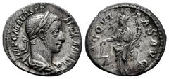 Roman Imperial Severus Alexander. Denarius. 227 d.C. Rome. (Ric-IV 127). (Bmcre-329). (Rsc-9). Anv.: IMP C M AVR SEV ALEXAND AVG. Laureate and draped bust right. Rev.: AEQUVITAS AVG. Aequitas standing
