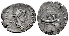 Roman Imperial Divo Valerian II. Antoninianus. 258 d.C. Lugdunum. (Ric-V 1 9). (Mir-911e). (Rsc-5). Anv.: DIVO VALERIANO CAES, radiate and draped bust to right. Rev.: CONSACRATIO, Valerian riding peac