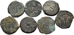 Large Lots Lot of 7 coins of Judaea. Prutah of Pontius Pilate, struck under Tiberius in Jerusalem. Ae. TO EXAMINE . Almost F/F. Est...160,00. Spanish description: Lote de 7 monedas de Judaea. Prutah d