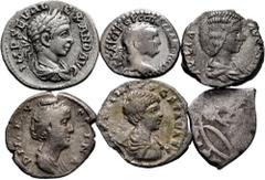 Large Lots Lot of 6 coins from the Roman Empire. Mainly Denarius of Faustina, Geta, Alexander Severus and Julia Domna, It includes a Hemidrachm of Vespasiano and 1/2 Real. Ag. TO EXAMINE. Almost F/VF.