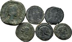Large Lots Lot of 6 coins from the Roman Empire. Sestercio of Julia Mamaea, Antoninianus of Diocleciano (2), Maximianus and Maiorinas of Magnencio and Theodosio. Ae. TO EXAMINE. Almost F/VF. Est...60,