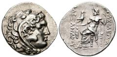 Greek Coins Kingdom of Macedon. Alexander III, "The Great". Tetradrachm. 218/213-200 BC. Kabyle. (Price-882). Anv.: Head of Herakles to right, wearing lion skin headdress. Rev.: Zeus Aëtophoros seated