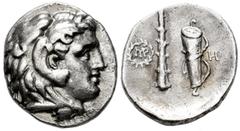 Greek Coins Seleukid Kingdom. Seleukos I Nikator. Unit. 311-300 BC. Babylon?. (Hgc-9, 70 var.). (Price-3728A). Anv.: Head of Herakles right, wearing lion skin. Rev.: Club and quiver-over-bow; monogram