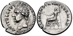 Roman Imperial Vitellius. Denarius. 69 AD. Tarraco. (Ric-18). (Bmcre-80). Anv.: A VITELLIVS IMP GERMAN Laureate head of Vitellius to left. Rev.: CLEMENTIA IMP GERMAN Clementia seated to left, holding 