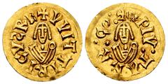Visigothic Coins Witerico (603-610). Tremissis. Tarracona. (Cnv-186.2). (R. Pliego-179b). (Chaves-92). Anv.: + VVITTIRICVSRE. Rev.: +:*PIV:TARR:CO:. Au. 1,41 g. Ex Chaves Collection. Very rare. Almost