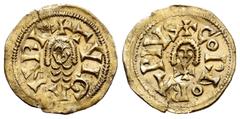Visigothic Coins Tulga (639-642). Tremissis. Corduba (Córdoba). (R. Pliego-515f). Anv.: + TVLGA N R•. Rev.: + CORDOBA PIVS. Au. 1,23 g. Thin crack. Very scarce. Choice VF. Est...2000,00. Spanish descr