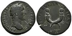 Roman Imperial Antoninus Pius. Sestertius. 148-149 AD. Rome. (Ric-III 857). (Bmcre-1827). (C-813). Anv.: ANTONINVS AVG PIVS P P TR P XII, laureate head to right. Rev.: TEMPORVM FELICITAS, crossed corn