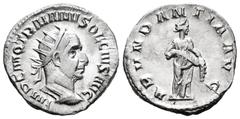 Roman Imperial Trajan Decius. Antoninianus. 249-251 AD. Rome. (Ric-10b). (Rsc-2). Rev.: ABVNDANTIA AVG, Abundantia standing to right, emptying cornucopiae. Ag. 3,15 g. XF/Almost XF. Est...70,00. Spani