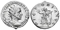 Roman Imperial Trajan Decius. Antoninianus. 249-251 AD. Rome. (Ric-29c). (Rsc-113). Rev.: VICTORIA AVG, Victory advancing left, holding wreath and palm. Ag. 3,92 g. Almost XF. Est...70,00. Spanish Des