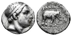 Greek Coins Seleukid Kingdom. Antiochos III 'the Great'. Drachm. 222-187 BC. Apameia on the Orontes. (SC-1065. 3/6). (Hgc-9, 453a). Anv.: Diademed head to right. Rev.: ΒΑΣΙΛΕΩΣ (ΑΝΤΙΟΧΟΥ), elephant st
