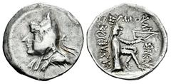 Greek Coins Kingdom of Parthia. Mithradates I. Drachm. 171-138 BC. (Sellwood-87.1 similar). Rev.: ΒΑΣΙΛΕΩΣ ΜΕΓΑΛΟY ΑΡΣΑΚΟY. Archer seated right. Ag. 3,62 g. Scarce. Almost VF/VF. Est...120,00. Spanish