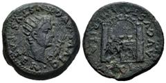 Celtiberian Coins Emerita Augusta. Time of Tiberius. Unit. 14-36 AD. Mérida (Badajoz). (Abh-1040). Anv.: DIVVS. AVGVSTVS. PATER. Radiate head of Augustus right, sheaf of rays before. Rev.: City gate, 