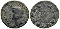 Celtiberian Coins Segobriga. Time of Tiberius. Unit. 14-36 AD. Saelices (Cuenca). (Abh-2188). (Acip-3243). Anv.: TI. CAESAR. DIVI. AVG. F. AVGVS. F. IMP. VIII. around bare head of Tiberius left. Rev.: