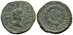 Celtiberian Coins Turiaso. Augustus period. Unit. 27 BC - 14 AD. Tarazona (Zaragoza). (Abh-2437). (Acip-3276). Anv.: IMP.AVGVSTVS. P. P. around laureate head of Augustus right. Rev.: MVN within laurel