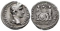 Roman Imperatorial Augustus. Denarius. 7-6 BC. Lugdunum. (Ffc-22). (Ric-207). (Cal-852). Anv.: CAESAR AVGVSTVS DIVI. F. PATER. PATRIE, his laureate head right. Rev.: C.L. CAESARES AVGVSTI. F. COS. DES