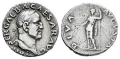 Roman Imperial Galba. Denarius. 68 - 69 AD. Rome. (Ric-I 189). (Bmcre-8). (Rsc-55a). Anv.: IMP SER GALBA CAESAR AVG, laureate and draped bust to right. Rev.: DIVA AVGVSTA, Diva Julia Augusta (Livia) s