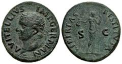 Roman Imperial Vitellius. Unit. 69 AD. Tarraco. (Ric-44). (Ch-49). (Bmc-105). Anv.: A VITELLIVS IMP GERMAN, laureate head left, globe at truncation point on bust. Rev.: LIBERTAS RESTITVTA, Libertas dr