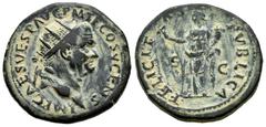 Roman Imperial Vespasian. Dupondius. 74 AD. Rome. (Ric-715). (Bmcre-696). Anv.: IMP CAES VESP AVG P M T P COS V CENS, radiate head to right. Rev.: FELICITAS PVBLICA, Felicitas standing to left, with c
