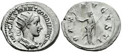 Roman Imperial Gordian III. Antoninianus. 238-239 AD. Rome. (Ric-IV 3). (Rsc-173). Anv.: IMP CAES M ANT GORDIANVS AVG, radiate, draped and cuirassed bust to right. Rev.: PAX AVGVSTI, Pax standing faci