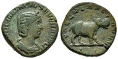 Roman Imperial Otacilia Severa. Sestertius. 248 AD. Rome. (Ric-IV 200a). Anv.: (MA)RCIA OTACIL SEVERA AVG, diademed and draped bust to right. Rev.: SAECVLARES AVGG, hippopotamus standing to right; SC 
