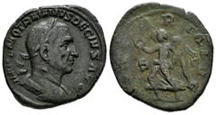Roman Imperial Trajan Decius. Sestertius. 249 AD. Rome. (Ric-126d). Anv.: IMP C M Q TRAIANVS DECIVS AVG, laureate and cuirassed bust right. Rev.: VICTORIA AVG, Victory running left, holding wreath and