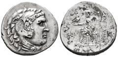 Greek Coins Pamphylia. Perge. Tetradrachm. CY 24 = 198/7 BC. In the name and types of Alexander III of Macedon. (Price-2938). (DCA-314). Anv.: Head of Herakles to right, wearing lion skin headdress. R
