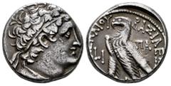 Greek Coins Ptolemaic Kings of Egypt. Kleopatra III and Ptolemy IX Soter II (Lathyros). Tetradrachm. RY 10 = 108/7 BC. Alexandria. (Svoronos-1671). (Sng Cop-356/7). (DCA-60). Anv.: Diademed head of Pt