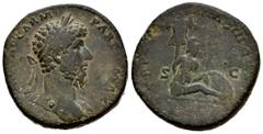 Roman Imperial Lucius Verus. Sestertius. 164-166 AD. Rome. (Ric-1440). Ae. 26,07 g. Rare. Almost VF. Est...100,00. Spanish DescriptionLucio Vero. Sestercio. 164-166 d.C. Roma. (Ric-1440). Ae. 26,07 g.