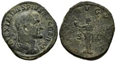 Roman Imperial Maximinus I. Sestertius. 236-238 AD. Rome. (Ric-81). (Bmcre-148). Anv.: MAXIMINVS PIVS AVG GERM, laureate, draped and cuirassed bust to right. Rev.: PAX AVGVSTI, Pax standing to left, h