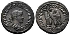 Roman Imperial Philip II. Seleucis and Pieria. Tetradrachm. 248 AD. Antioch. (Prieur-473). (McAlee-1043). Anv.: AYTOK K M IOYΛI ΦIΛIΠΠOC CЄB, laureate, draped and cuirassed bust to right. Rev.: ΔHMAPX