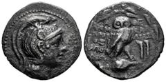 Greek Coins Attica. Athens. New Style Tetradrachm. 152-151 a.C. Ammonios, Kallias, and Epiphanes magistrates. (Hgc-4, 1602). (Thomson-593c). Anv.: Helmeted head of Athena rigth. Rev.: Owl standing to 
