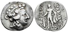 Greek Coins Celtas del Danubio. Imitation of Thasos off Thrace. Tetradrachm. Finales del Siglo II-I a.C. (Cf. Göbl-OTA pl. 46, Class I). Anv.: Head of Dionysos to right, wearing ivy wreath. Rev.: Hera