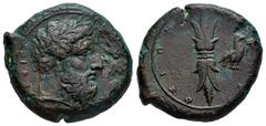 Greek Coins Sicily. Syracuse. AE 24. 344-339/8 a.C. Time of Timoleon and the Third Democracy. (CNS-II 72). (Sng Ans-477/88). (Hgc-2, 1440). Anv.: Laureate head of Zeus Eleutherios to right; ZEΥΣ ΕΛΕYΘ