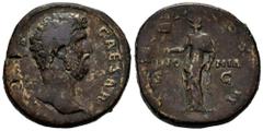 Roman Imperial Aelius. Sestertius. 137 d.C. Rome. (Ric-II 3, 2656). (Bmcre-1919). (C-24). Anv.: L (AELIV)S CAESAR, bare head to right. Rev.: (TR POT) COS II, Pannonia standing facing, head to left, ho