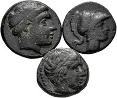 Large Lots Lot of 3 bronzes from Macedon. Philip II, Alexander III the Great and Demetrios I Poliorketes. (Sear 6698-6744 and 6775). Ae. TO EXAMINE. Choice F/Almost VF. Est...100,00. Spanish descripti