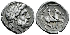 Greek Coins Kingdom of Macedon. Kassander as regent. Tetradrachm. 316-311 BC. Amphipolis. In the name and types of Philip II. (Le Rider-pl.46, 18). (Troxell-Group 9, 323/5). (SNG Ans-740). Anv.: Laure
