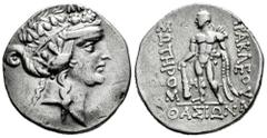Greek Coins Thrace Islands. Thasos. Tetradrachm. 148-90/80 BC. (Sng Cop-1039). (Bmc-72). (Hgc-6, 359). Anv.: Head of Dionysos to right, wearing ivy wreath. Rev.: HPAKΛEOYΣ ΣΩTHPOΣ, Herakles standing t
