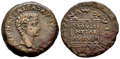 Celtiberian Coins Italica. Time of Tiberius. Unit. 14 - 36 AD. Santiponce (Sevilla). (Abh-1593). Anv.: IMP. (TI. CA)ESAR. AVGVSTVS. PONT. MAX. Bare head of Tiberius right. Rev.: Altar with legend PROV