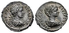 Roman Imperial Caracalla with Geta. Denarius. 199-200 AD. Rome. (Ric-IV 38). (Rsc-2). Anv.: ANTONINVS AVGVSTVS, laureate, draped and cuirassed bust of Caracalla to right. Rev.: P SEPT GETA CAES PONT, 