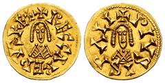 Visigothic Coins Recaredus I (586-601). Tremissis. Ispali (Sevilla). (Cnv-69.10). Anv.: RECCAREDVSRE+. Rev.: + PIVSISPALI. Au. 1,34 g. Scarce. Ex Chaves Collection. XF. Est...1200,00. Spanish descript