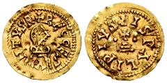 Visigothic Coins Recesvintus (649-672). Tremissis. Ispali (Sevilla). (R. Pliego-591f). (Cnv-453.5). Anv.: + RECCES/V/INTVSR. Rev.: + ISPALIPIVS. Cross on triple tier, delimited by pellets. Au. 1,50 g.