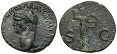 Ancient Coins Claudius (41-54 AD) As - imitation (?)Obverse: TI CLAVDIVS CAESAR AVG PM TR P IMP P PHead left.Reverse: S - CMinerva advancing right, holding shield and spear.Bronze, diameter 26 28 mm, 