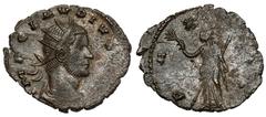 Ancient Coins Claudius II Gothicus (268-270 AD) AntoninianObverse: IMP CLAVDIVS AVGRadiate, draped and cuirassed bust. Reverse: PAX AVGPax standing left, holding branch and long sceptre. Bilon, diamet