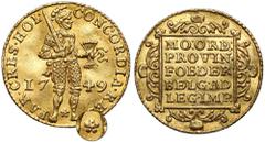 NETHERLAND'S GOLD | THE GRAIN COLLECTION Netherlands, Ducat 1749 - Holland, DordrechtA ducat from the first ever issue of ducats of the Netherlands type with a reeded edge. In 1749, there were two iss