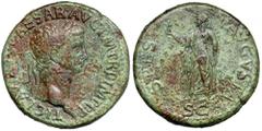 Ancient coins Claudius (41-54 AD) Sestertius, Rome - SPES AVGVSTAObverse: TI CLAVDIVS CAESAR AVG P M TR P IMP P P Laureate head to right. Reverse: SPES AVGVSTA / SC Spes, draped, standing left, holdin